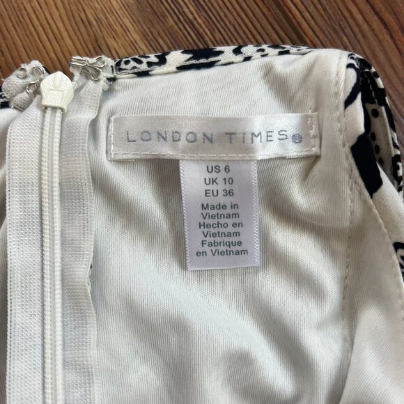 London Times Women’s Jumpsuit Keyhole Halter Black & White Floral Wide Leg Sz 6 - Picture 7 of 13